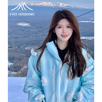 Blue ski suit for women 2023 winter new design outdoor windproof and waterproof veneer cotton suit snow suit