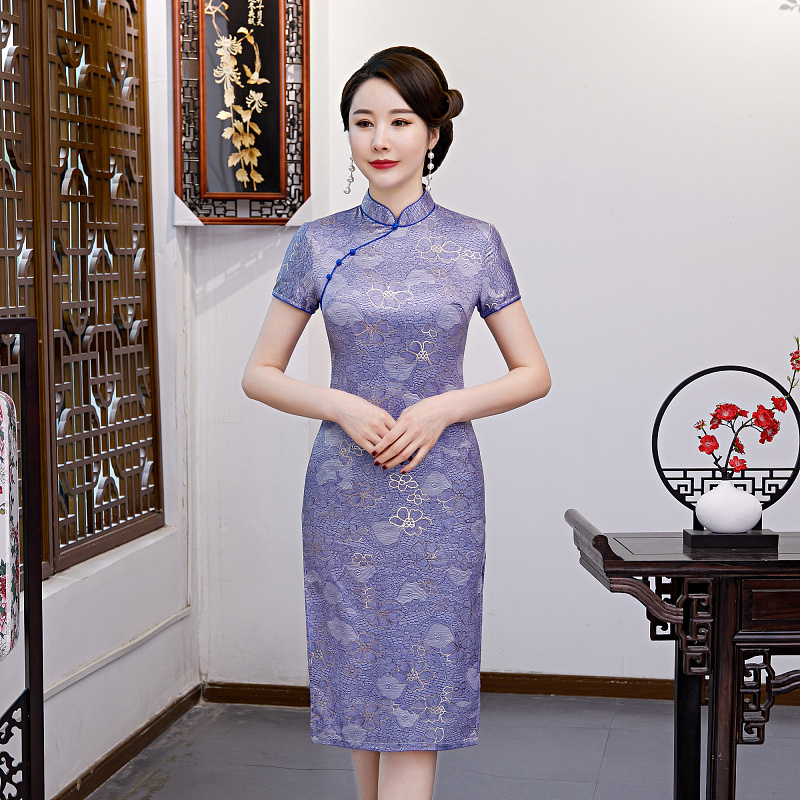 Elena 377 gốc tinh khiết sườn xám handmade mới thơm đám mây sợi dài 108CM lớp đơn