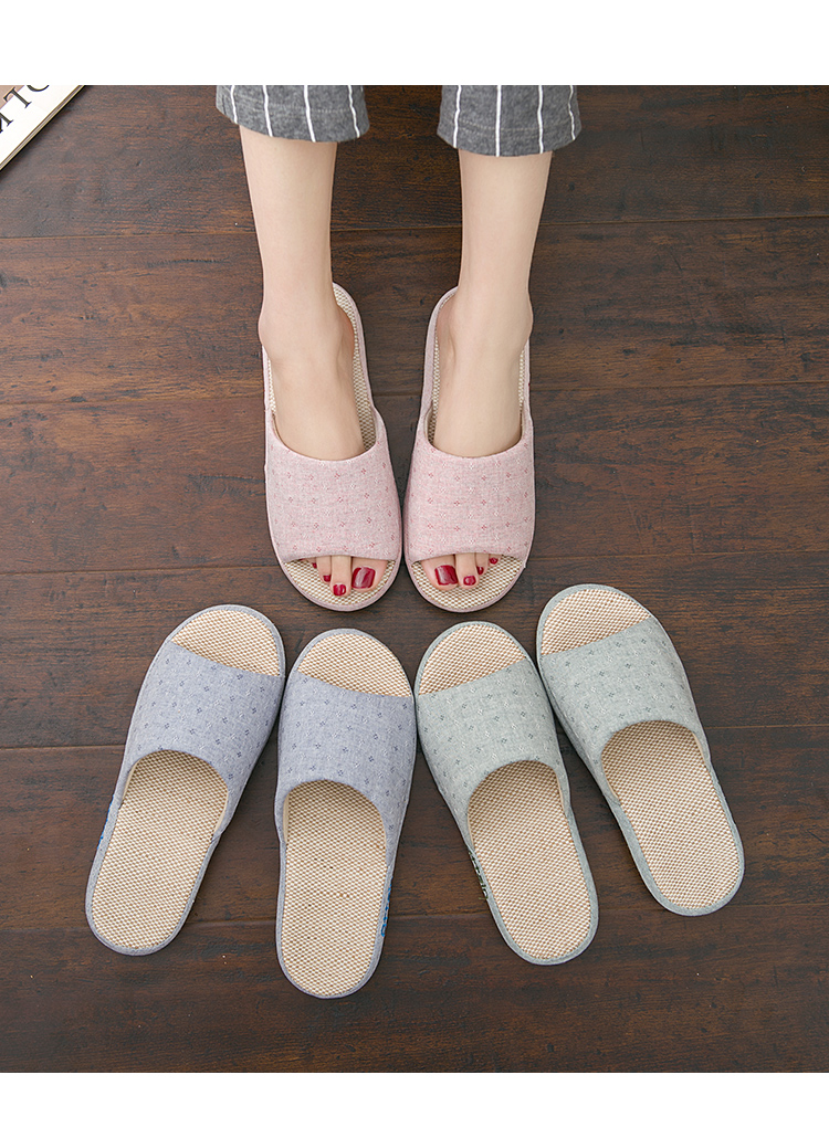 Dép cotton và vải lanh phong cách Nhật Bản vài đôi sàn trong nhà mềm mại chống trượt nam và nữ nhà dày đáy bốn mùa vải lanh - Trang chủ mua dép đi trong nhà