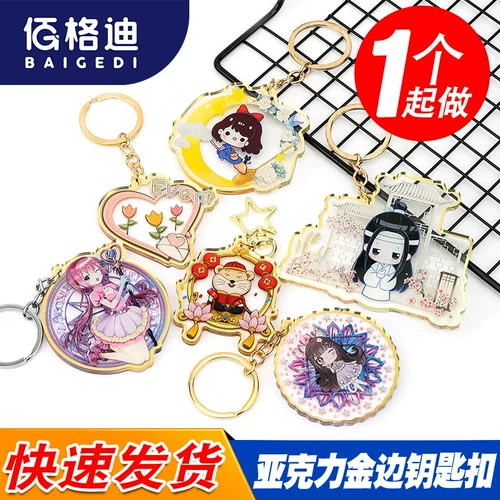 Акриловый брелок, креативная двусторонная фотография, мультяшный ранец, подвеска, делается под заказ, «сделай сам»