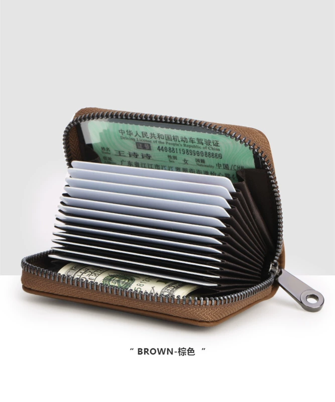 Gói thẻ da nam Thẻ ID chủ thẻ da Thẻ dung lượng lớn gói thẻ đa năng Gói thẻ accordion của phụ nữ - Chủ thẻ ví đựng thẻ mini