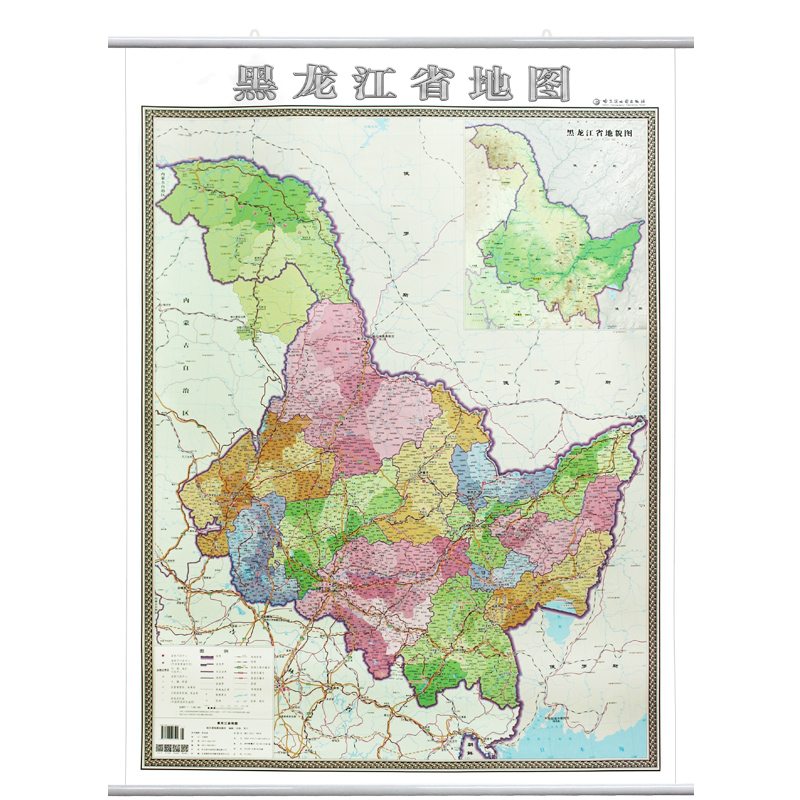 New version of Heilongjiang Map Vertical Edition 1 1 m * 0 8 m Tectorial Waterproof Office Home Wall Chart Administration Area Traffic Travel Map Harbin Map Publishing House Standard Map