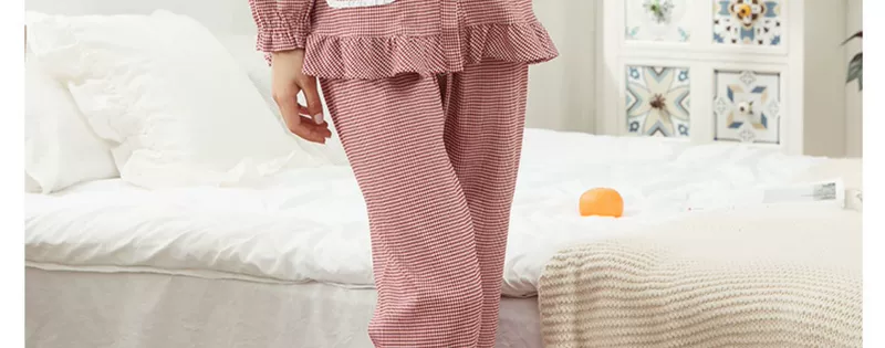 Fenteng đồ ngủ của phụ nữ mùa xuân và mùa thu cotton tinh khiết dài tay áo len cổ tròn kẻ sọc có thể mặc bên ngoài bộ đồ phục vụ tại nhà cỡ lớn - Cặp đôi