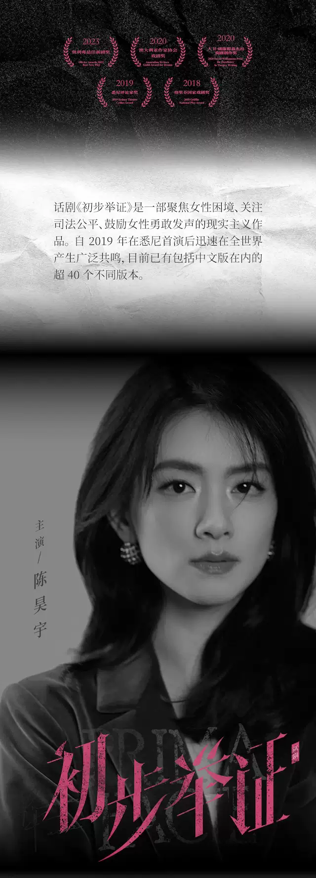 2026陈昊宇主演话剧《初步举证》—天津站 2026陈昊宇主演话剧《初步举证》—天津站