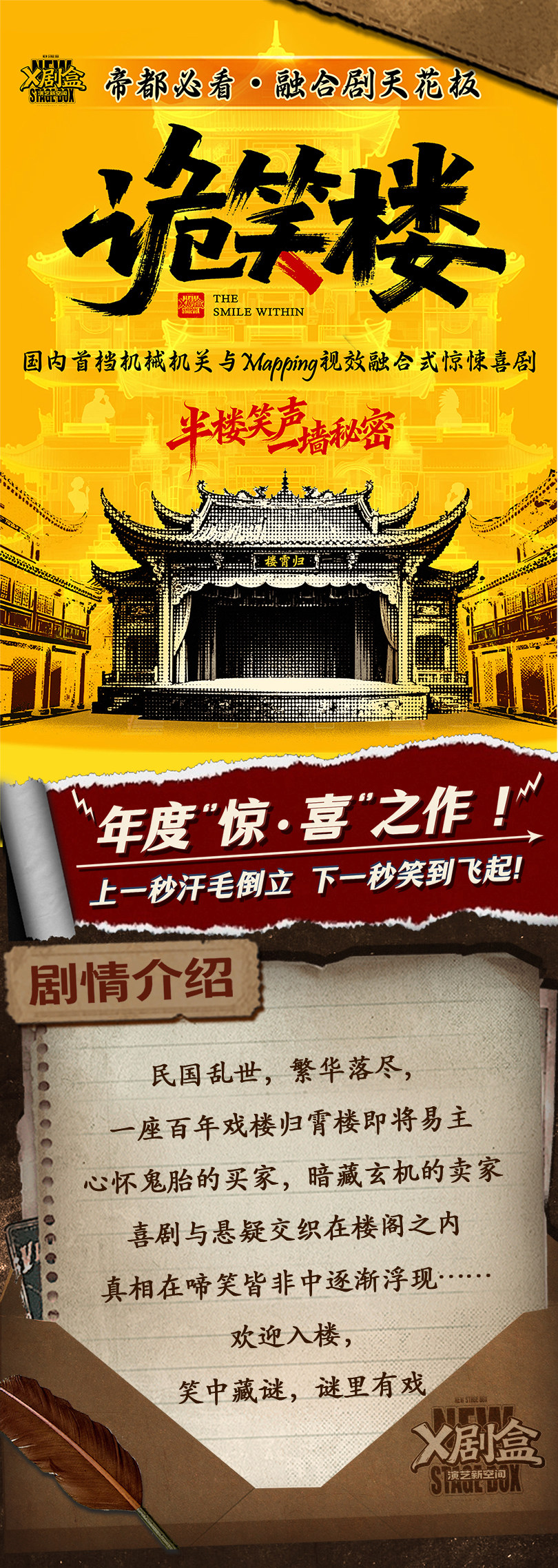 2026「上新必看」国内首档机关mapping融合式惊悚喜剧【诡笑楼】时间、地点、门票价格 - 东方演出网