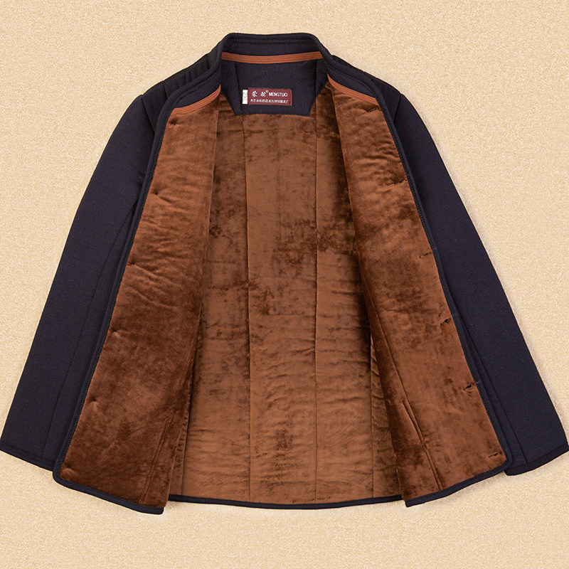 Elderly cotton clothes men's middle aged plus suede thickened large size cotton clothes Grandpa dress stay-at-home wearing collar warm cotton padded jacket