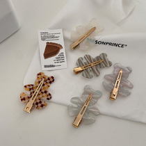 Korean ins checkerboard hairclip cartoon cute floral flower banghai clip side clip Net red clip simple versatile