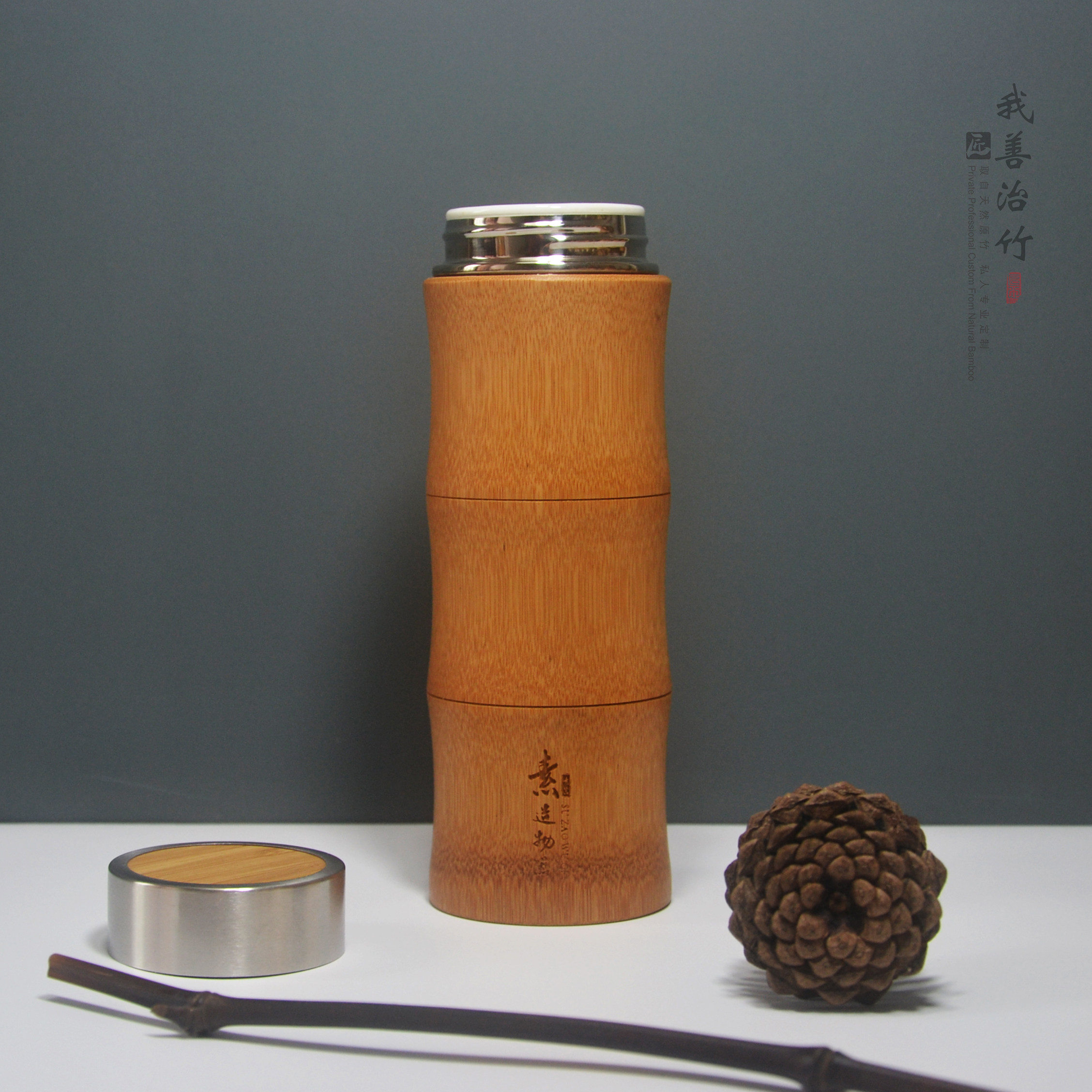 Natural original bamboo insulation cup bamboo handy cup car bamboo cup bamboo insulation cup white porcelain liner insulation cup