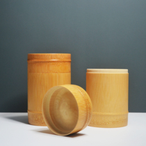 Natural original Bamboo Bamboo Tea vessel bamboo tea bin tea bin bamboo tea Tube gift bamboo packaging double bamboo cover sealed tea bucket