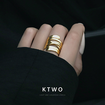 French high-end sense of European and American style fashion ins personality tide bag K gold ring female exaggerated simple net red middle finger ring