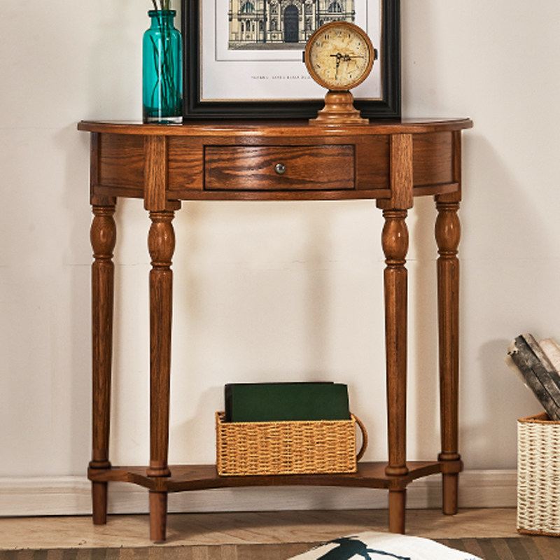 American Light Wood Ferguson Luxury Solid Wood Console Table Retro