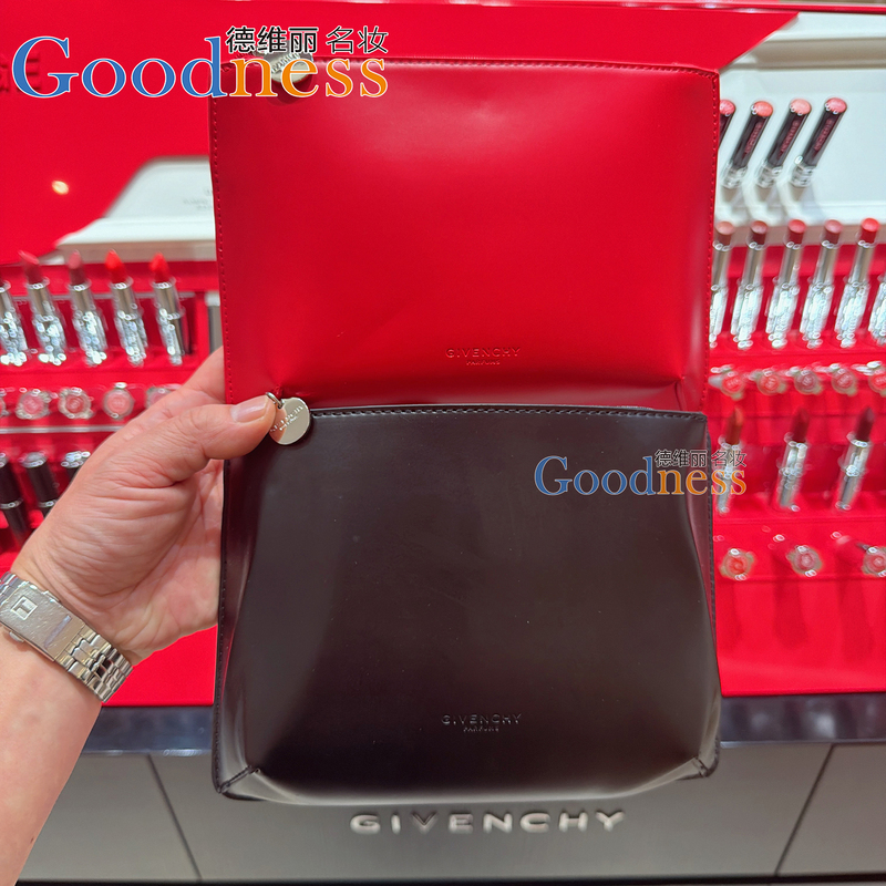 Domestic Store Givenchy Red/Black Cosmetic Bag Clutch Pu Kidney-Shaped Leather Storage Bag Coin Purse
