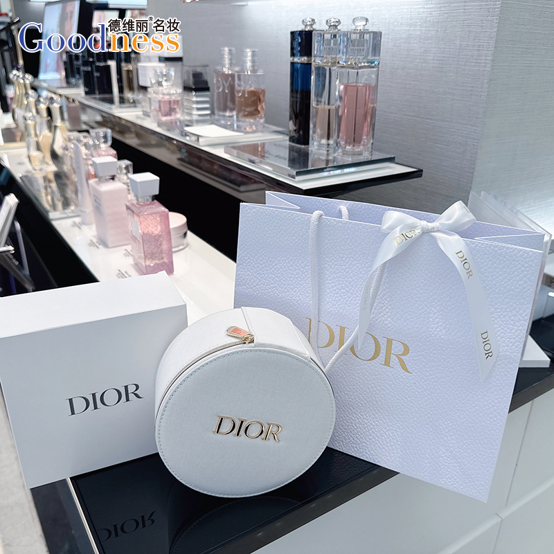 العداد المحلي Dior Dior Dior Golden LOGO Cake حقيبة مستحضرات التجميل حقيبة مرآة بسيطة بيضاء