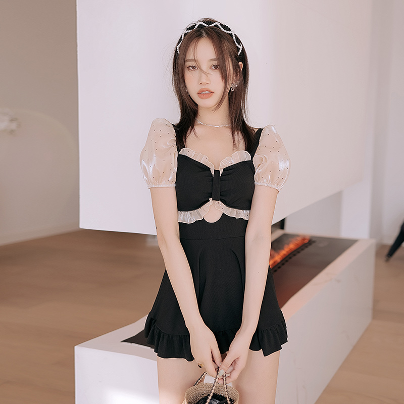 Miss Deer dress fairy Fan ins wind open back sexy cover belly thin conservative hot spring swimsuit women's new model