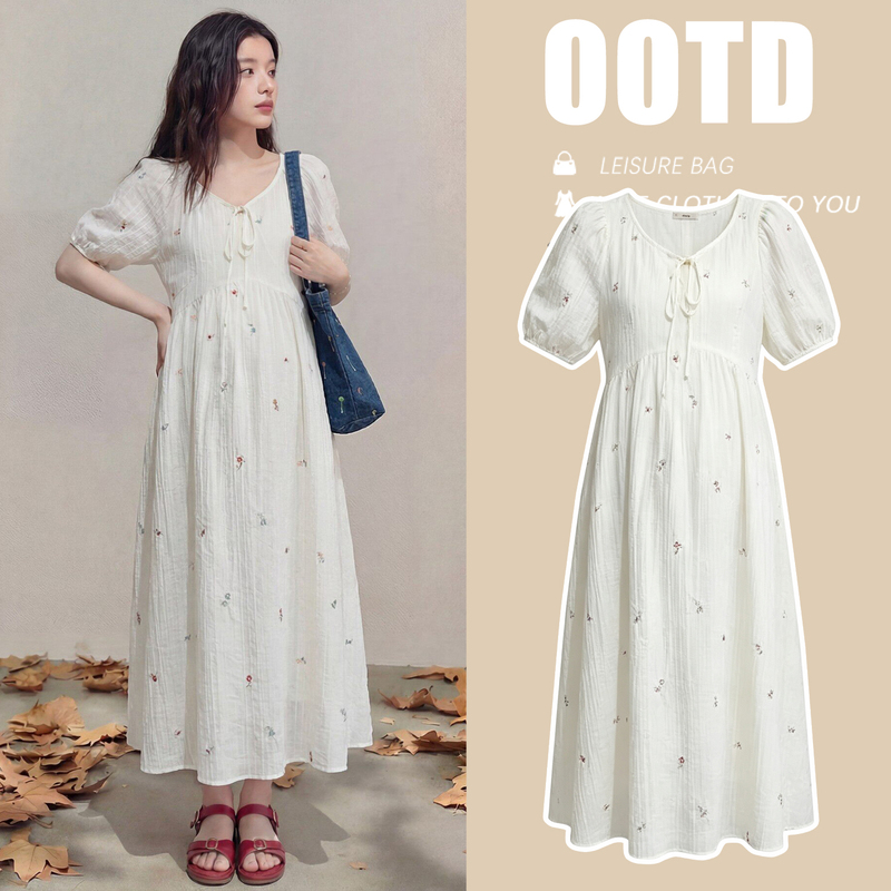Maternity Dress 2026 Summer Fresh French Style High-End Loose Fit Concealing Pregnancy Belly Dress Maternity Dress 2026 Summer Fresh French Style High-End Loose Fit Concealing Pregnancy Belly Dress