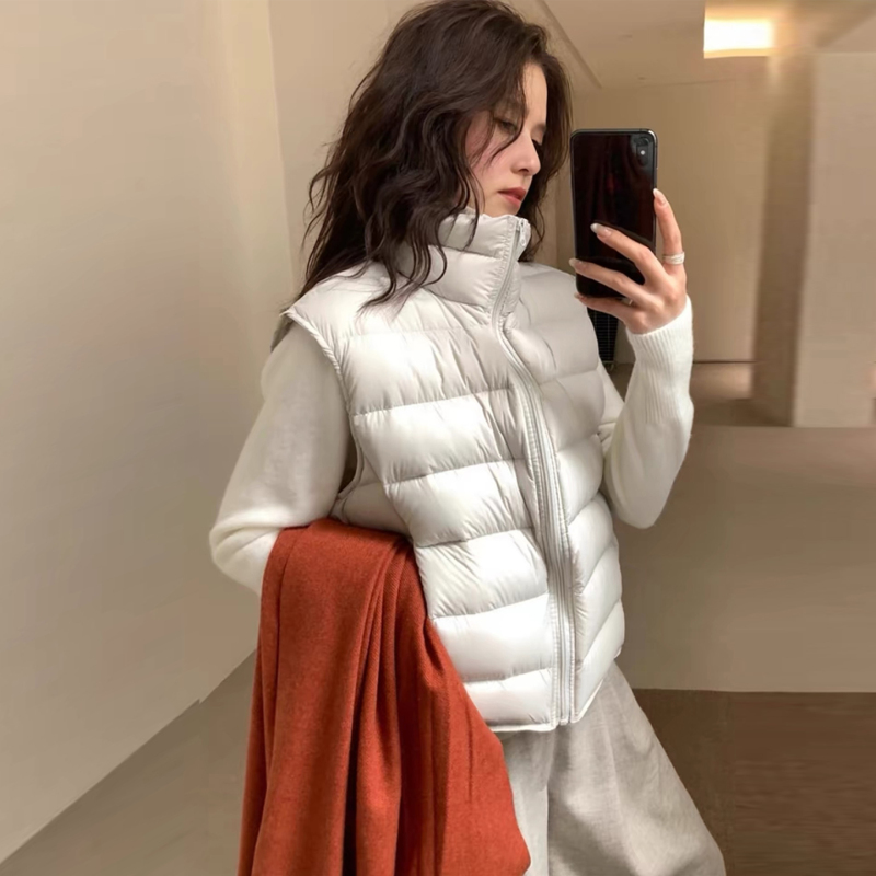 2026 Autumn/Winter New Korean Style Vest Ribbed down Cotton Jacket for Women, Lightweight Layering Vest Outerwear Coat 2026 Autumn/Winter New Korean Style Vest Ribbed down Cotton Jacket for Women, Lightweight Layering Vest Outerwear Coat