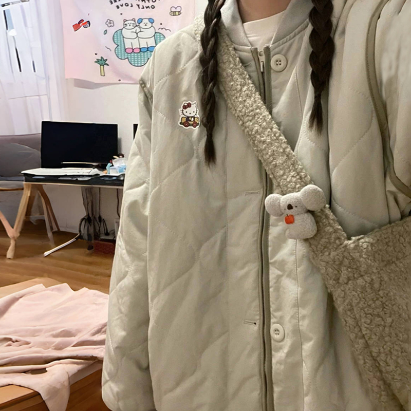 2024 New Women's down Cotton Jacket Winter Quilted Diamond Pattern Baseball Jacket Autumn and Winter Petite Padded Coat
