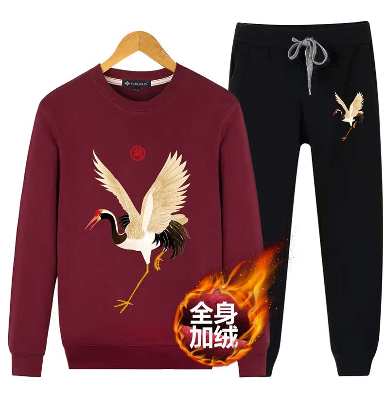 Cộng với quần nhung dày nam thường mặc phù hợp với quần chân váy Trung Quốc cần cẩu cẩu mùa đông quần thể thao ấm áp thủy triều quần áo nam hàng hiệu