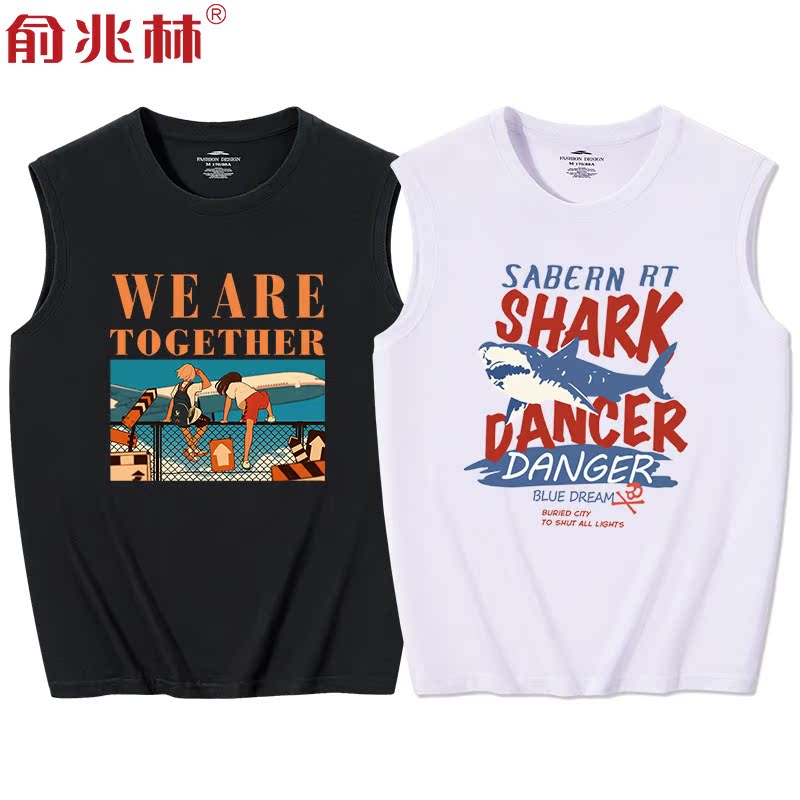 vai tay vest nam T-shirt giải trí thể dục mùa hè lớn mã thương hiệu hàng đầu mặc triều sinh viên thể thao hip-hop