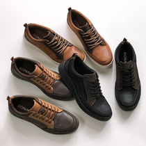 Foreign trade high-end tail goods spring and autumn mens leather low-top retro casual shoes head layer cowhide Joker durable leather shoes