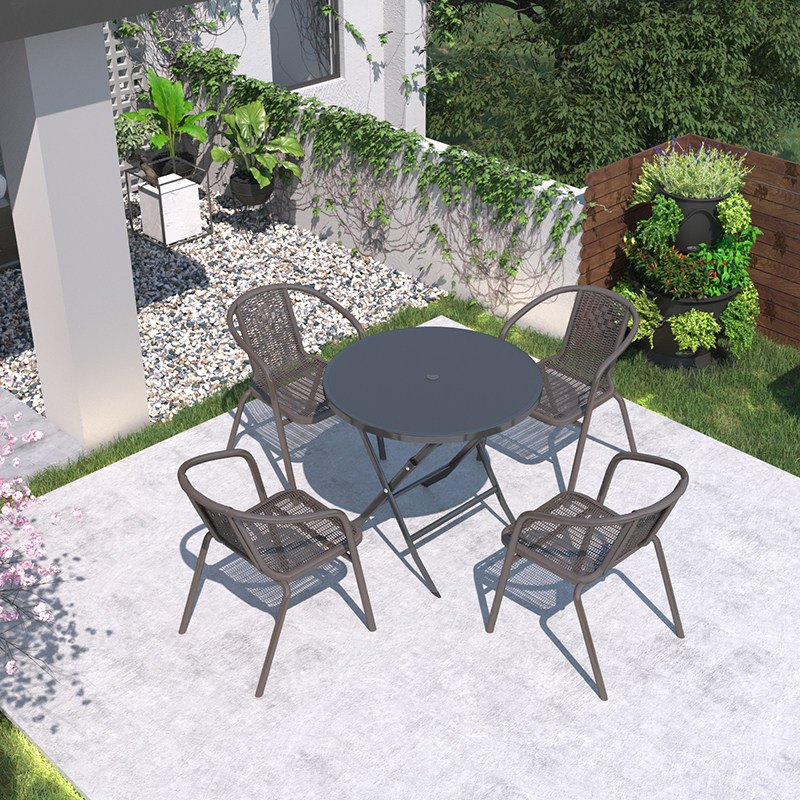 Small household wall folding table balcony outdoor simple dining table milk tea shop outdoor tempered glass chair