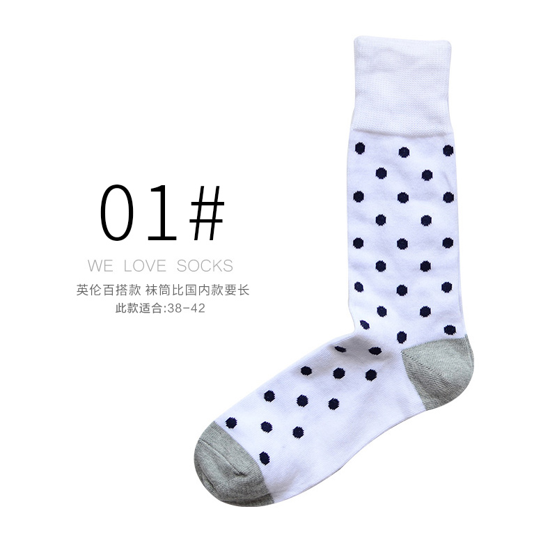 Quần tất nam chấm bi của Anh thời trang trong ống dài màu Anh cao cấp cotton nam trắng cổ cao xu hướng Hàn Quốc tất nhún
