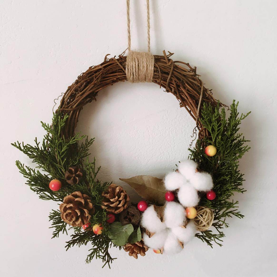 Christmas Tenring Creative Gift Materials Bag Pine Nuts Dried Flowers Perpetual Raw Flowers Rings Handmade Vines Creative Hanging Wall Decorations
