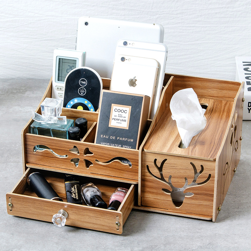 Remote control containing boxwood European-style multifunction paper towel box Creative tea table toilet paper box Home living room Jane about cute