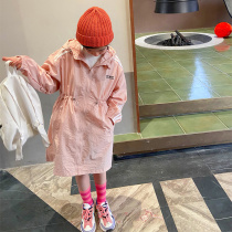 Big boy thin coat 2021 new foreign style early spring Korean version of middle school student Children girl windbreaker medium length