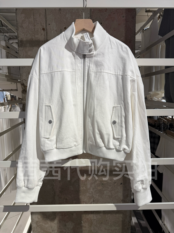 Wm2026 New Product New Style Wmangement Short Jacket White Denim Jacket Stand Collar Casual Jacket Top for Women