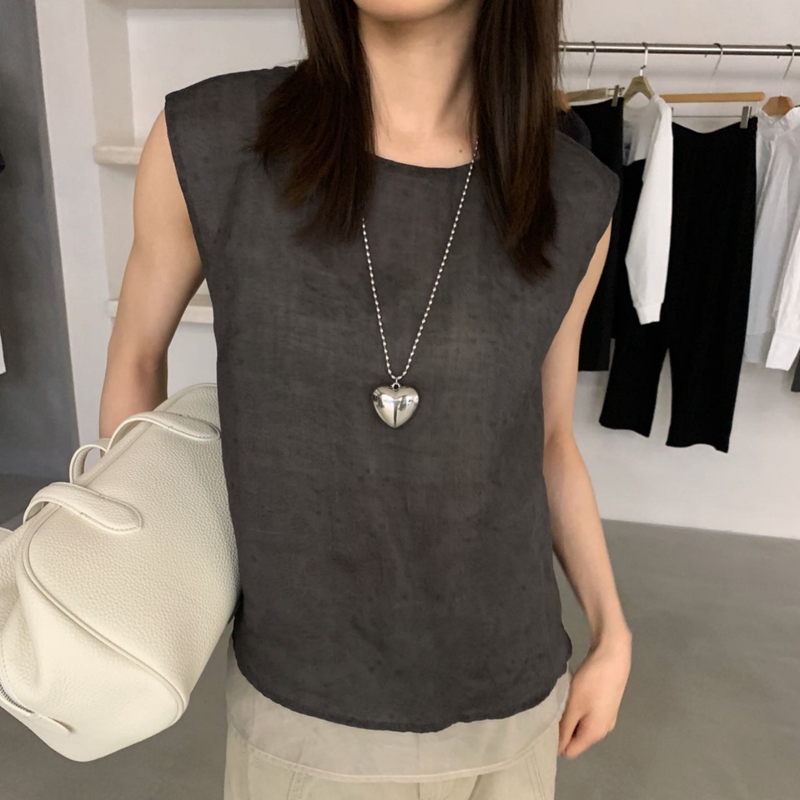 Korean-Style Faux Two-Piece Sleeveless Vest Women's Shirt 2026 Summer Versatile Slim-Fit Design Backless Top Trendy
