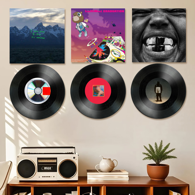 Kanye West Album Poster Set Vinyl Style Hip-Hop Rap Boys' Bedroom Gaming Room Wall Decoration