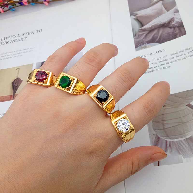 Nhẫn vàng nam Việt Nam mới có thể điều chỉnh mô phỏng đồng vàng mạ vàng với vòng ruby ​​phai dài mẫu nhẫn nữ đẹp 2021
