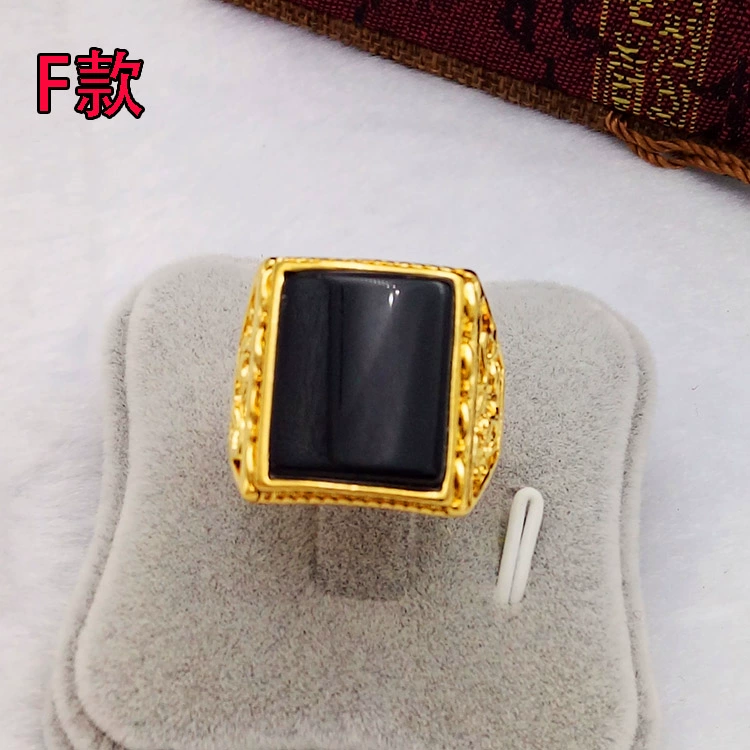 Giả Việt cát vàng nhẫn nam mở mạ vàng của ruby ​​ring nhẫn triều cá tính của nam giới trang sức cho một thời gian dài không phai nhẫn nam đẹp