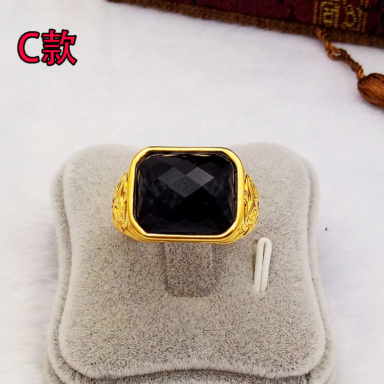 Giả Việt cát vàng nhẫn nam mở mạ vàng của ruby ​​ring nhẫn triều cá tính của nam giới trang sức cho một thời gian dài không phai