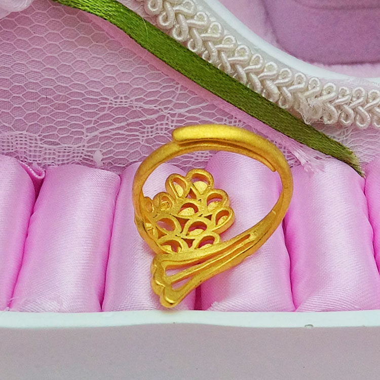 Đồng tiền châu Âu giả cát vàng nhẫn thời trang mạ vàng hoang dã khí công con công phụ nữ cô dâu phụ kiện cưới nhẫn vàng trắng nam