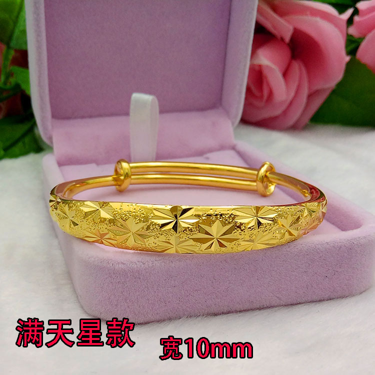 Thời trang đồng xu euro bóng loáng kéo vòng tay dày mạ vàng ngôi sao hoang dã vòng tay vàng cát thời gian dài không phai lac tay dep