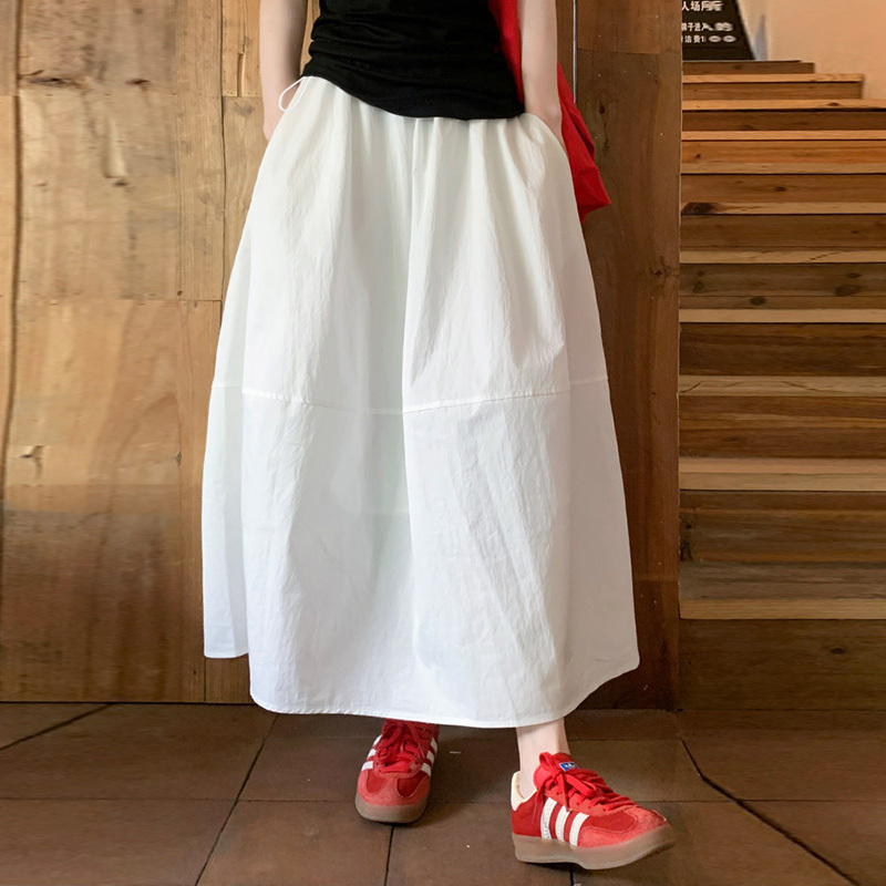 Maternity White Skirt, Vacation Style, High-Waisted, Flared Skirt, Summer Versatile Mid-Length A-Line Skirt, Black and White Maternity White Skirt, Vacation Style, High-Waisted, Flared Skirt, Summer Versatile Mid-Length A-Line Skirt, Black and White
