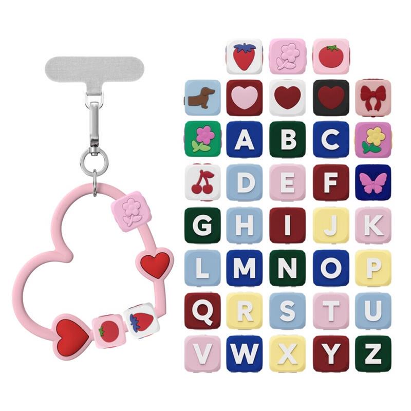 Black Heart Wristband Silicone DIY English Letter Beads Phone Case Lanyard Phone Chain High-End Keychain Black Heart Wristband Silicone DIY English Letter Beads Phone Case Lanyard Phone Chain High-End Keychain