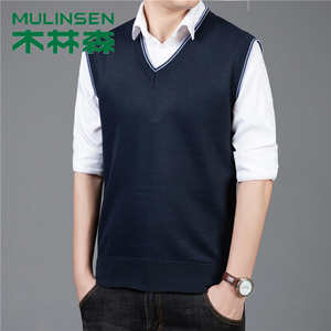 林森男士马甲毛衣针织衫外衣