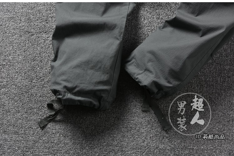 Mùa hè lỏng overalls đa túi quần nam triều bộ dệt mỏng rô tear-proof ba chiều cắt đàn hồi quần thẳng