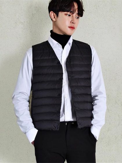 2024秋冬新款羽绒棉马甲男士贴身内穿坎肩保暖背心短款中老年内胆