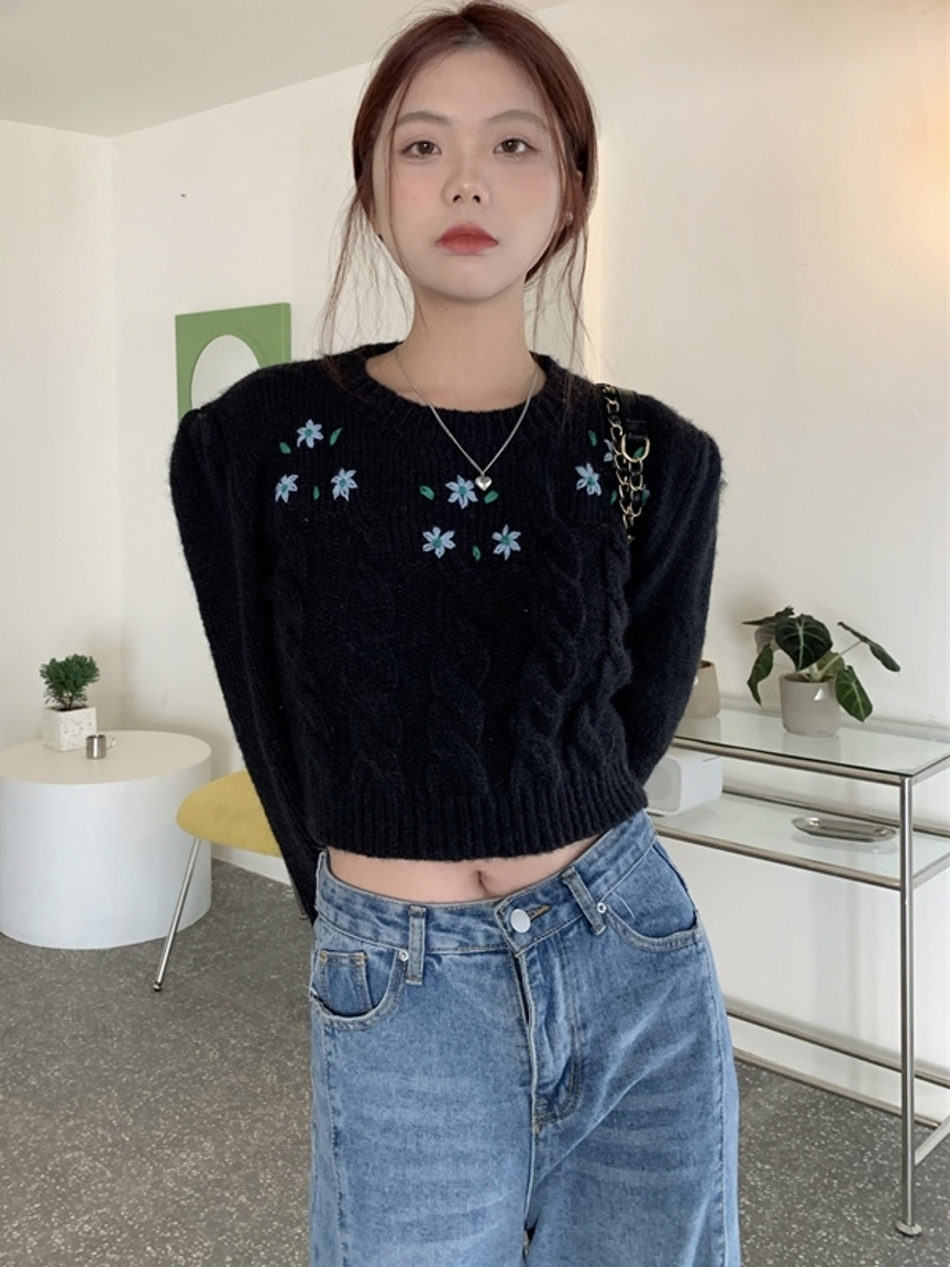少女凯拉泡泡袖短款打底衫