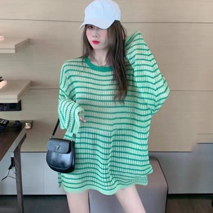 ChMOs韩版绿色条纹长袖