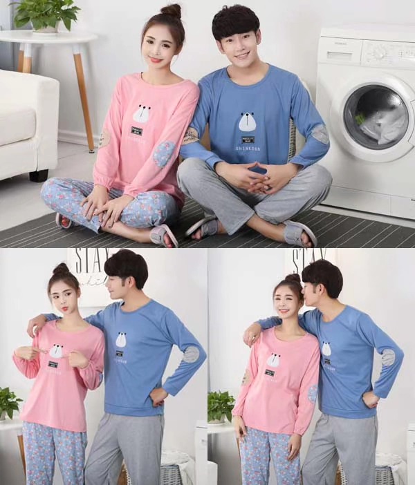 Bộ đồ ngủ đôi mùa thu và mùa đông cotton dài tay Đồ ngủ nam Hàn Quốc ngọt ngào dễ thương phim hoạt hình nữ đồ ngủ nhà phù hợp với dịch vụ bộ thể thao nữ mùa đông