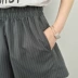 Quần short sọc nữ hè 2016 mới rộng quần ống rộng size rộng đã mỏng eo cao thể thao giản dị quần ống rộng ống nóng Quần short