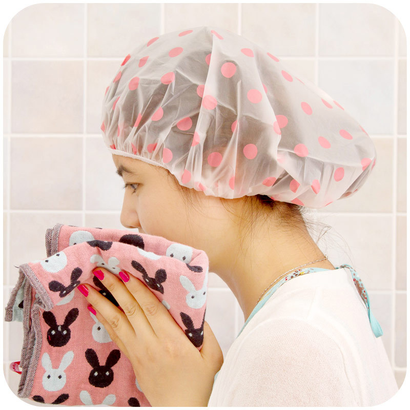 Bath hat Waterproof adult kitchen fume tobacco head cover thick hair and lovely shower cap