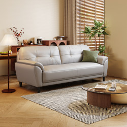 Two-Seater Small Apartment Genuine Leather Sofa for Living Room, 2025 New Vintage Style Three-Seater Top-Grain Leather Sofa, Straight Row