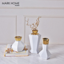 Modern simple fashion white vase Flower bed decoration flower vase wide mouth round bottle ceramic flower pot TV cabinet decoration