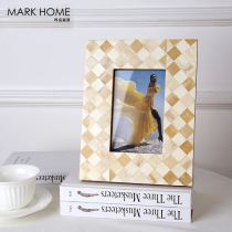 Modern and simple cow bone checkered photo frame Office desktop ornaments Album frame table home crafts furnishings